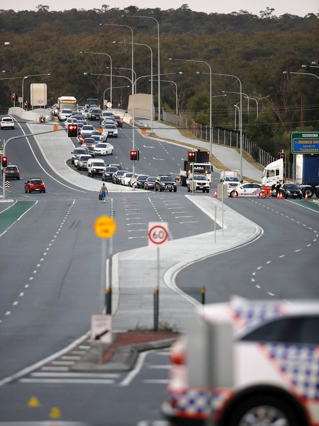 Emergency services pictured at the fatal alleged hit and run at Browns Plains, Brisbane 17th of September 2021. Picture: Josh Woning