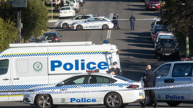 Police also set up a crime scene at Rhodes Ave in Guildford. Picture: Julian Andrews