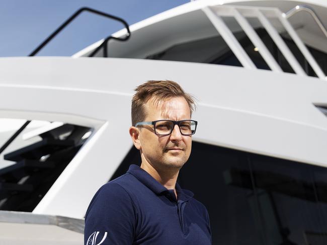 Tommy Ericson boat builder posing at Unit 12/17 Rivergate Pl, Murarrie, Brisbane, 9th of April 2019. (AAP Image/Attila Csaszar)