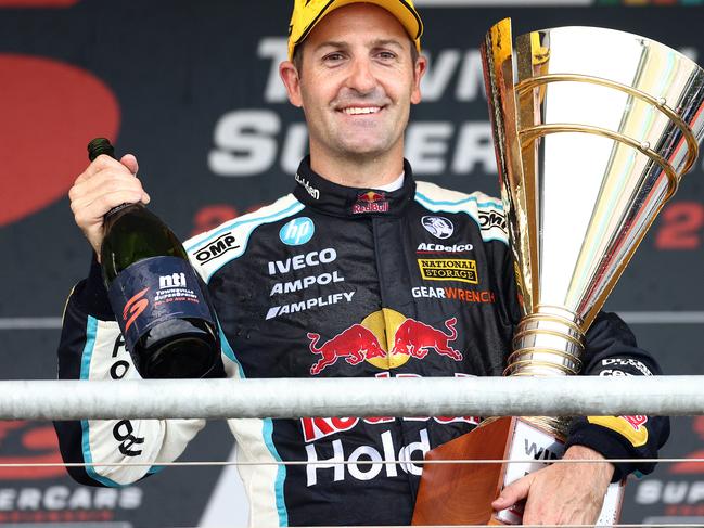 Whincup celebrates his victory under trying circumstances in Townsville.