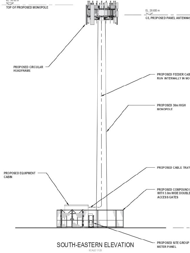 Proposed technical plan for the telecommunications pole.