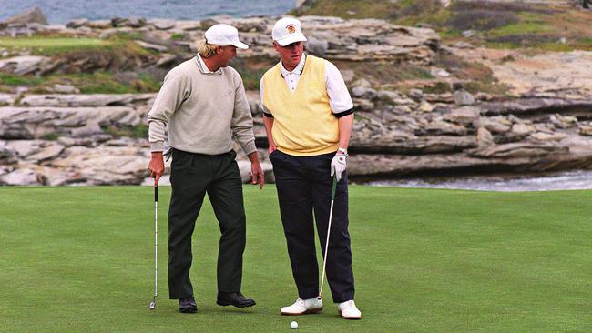 Norman with then US president Bill Clinton at NSW Golf Course, 1996. Pic: Lyndon Mechielsen