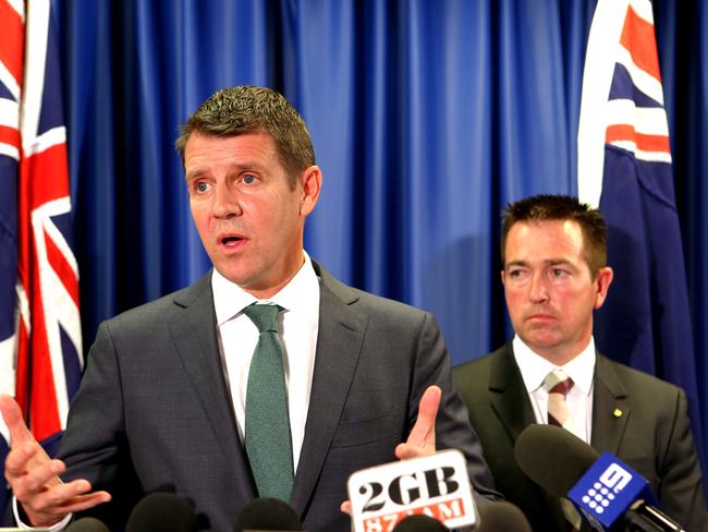 NSW Premier Mike Baird and Local Government Minister Paul Toole. Picture: Stephen Cooper