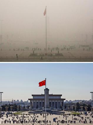 Before and after: Tiananmen Square on December 1 and 2. Kevin Frayer.