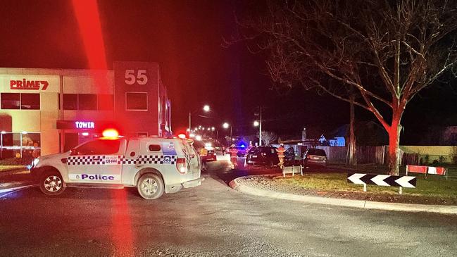 Police were called to a two-vehicle collision at the roundabout on Grey St and Breed St at 7.20pm in Traralgon on July 30, 2024. Picture: Jack Colantuono