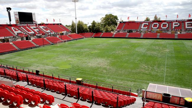 The threadbare Hindmarsh Stadium after it hosted a Foo Fighters concert and the AFLX tournament last year. Picture: Calum Robertson