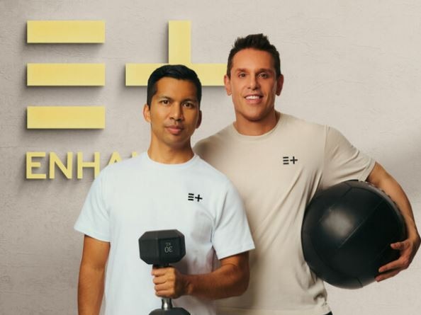 Enhanced Games co-founder Aron D’Souza and Christian Angermayer.