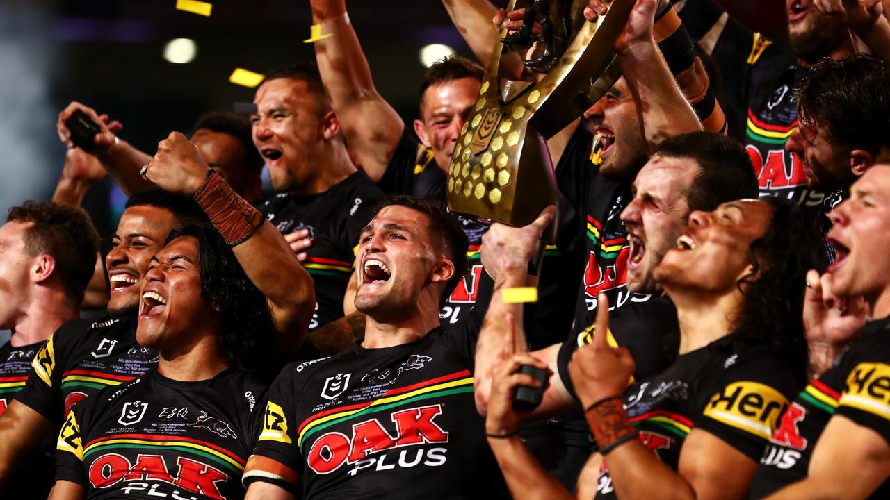 The Panthers celebrate their grand final victory. Picture: Chris Hyde/Getty Images