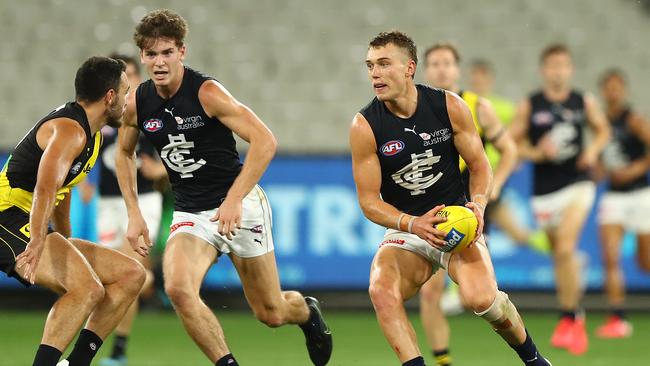 Carlton co-captain Patrick Cripps strides forward in Round 1 against Richmond.