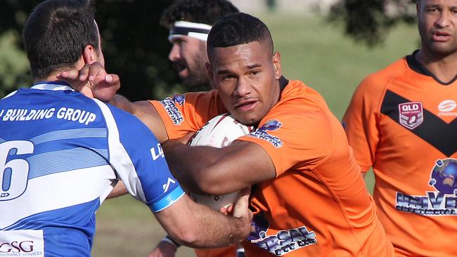 Round 13 Rugby League Gold Coast match between Southport and Tugun at Owen Park. Southport Player No4 Lee Turner Tugun Player No6 Jacob Grant. Pic Mike Batterham