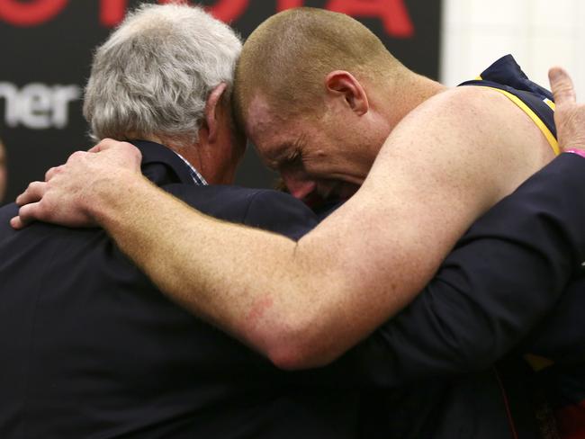 An upset Sam Jacobs after the final siren. Picture: Sarah Reed