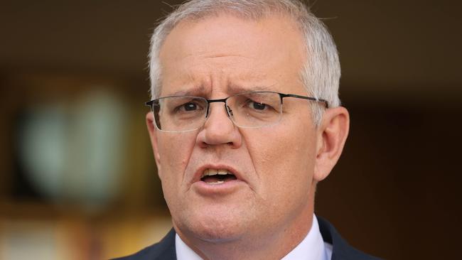 CANBERRA, AUSTRALIA - NewsWire Photos APRIL 10, 2022: Prime Minister Scott Morrison spoke to media at a press conference at Parliament House in Canberra.Picture: NCA NewsWire / Gary Ramage