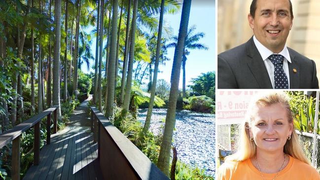 Mount Cotton’s Rainforest Gardens, <i>above</i>; <i>top </i>Labor MP Don Brown and <i>below</i>, Redland Mayor Karen Williams.