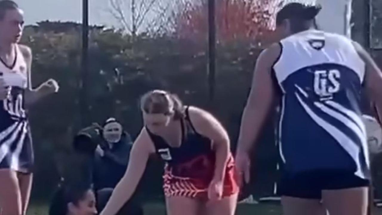 Footage shows transgender netballer knocking opponent to the ground