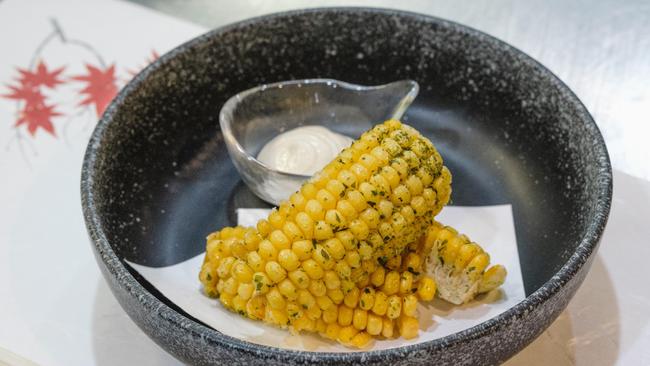 Fried sweet corn with yuzu aioli at Takashiya Bar in South Brisbane.