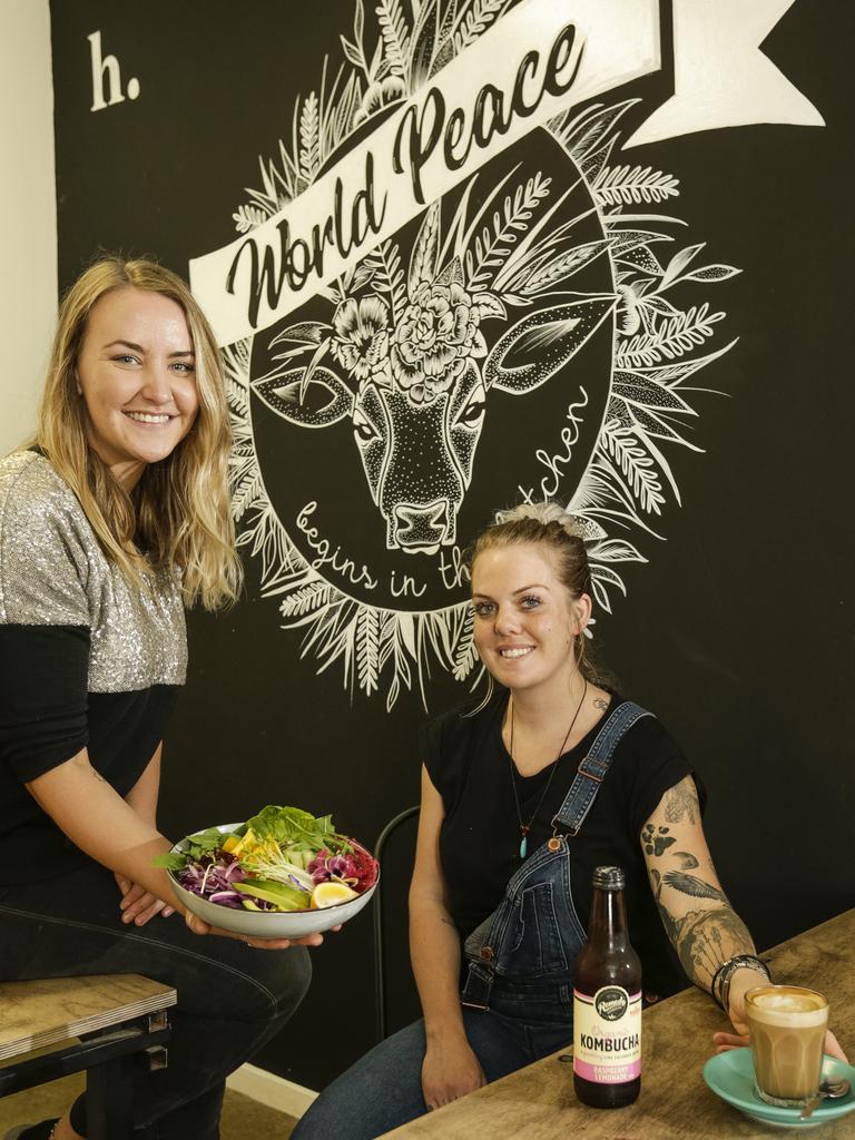 Kim Coon and Jaye Chapman at Hunter Cafe in Rye, a wholly vegan cafe, which recently stopped serving cows milk as part of their anti-cruelty push. Picture: Valeriu Campan