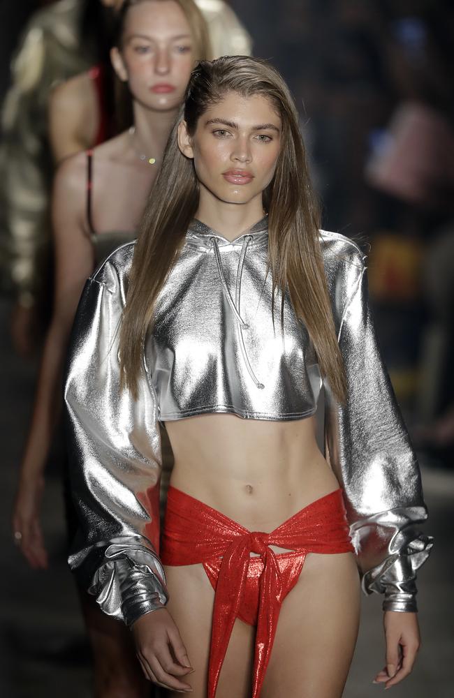 Valentina Sampaio made history as the first trans model booked for a VS campaign. Picture: AP