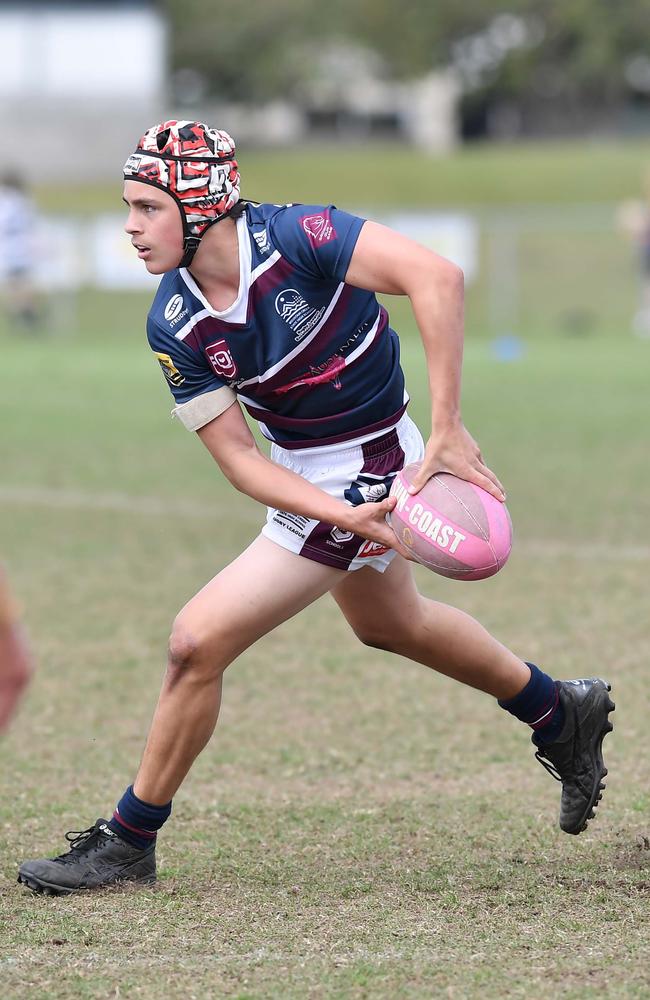 RUGBY LEAGUE: Justin Hodges and Chris Flannery 9s Gala Day. Mountain Creek State High (white shorts) V Morayfield State High, year 10. Picture: Patrick Woods.