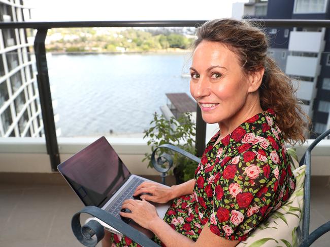 Catherine Pearson has switched from being a Qantas flight attendant to an aged care worker. She is currently studying a certificate online to qualify for her new industry. Picture: Peter Wallis