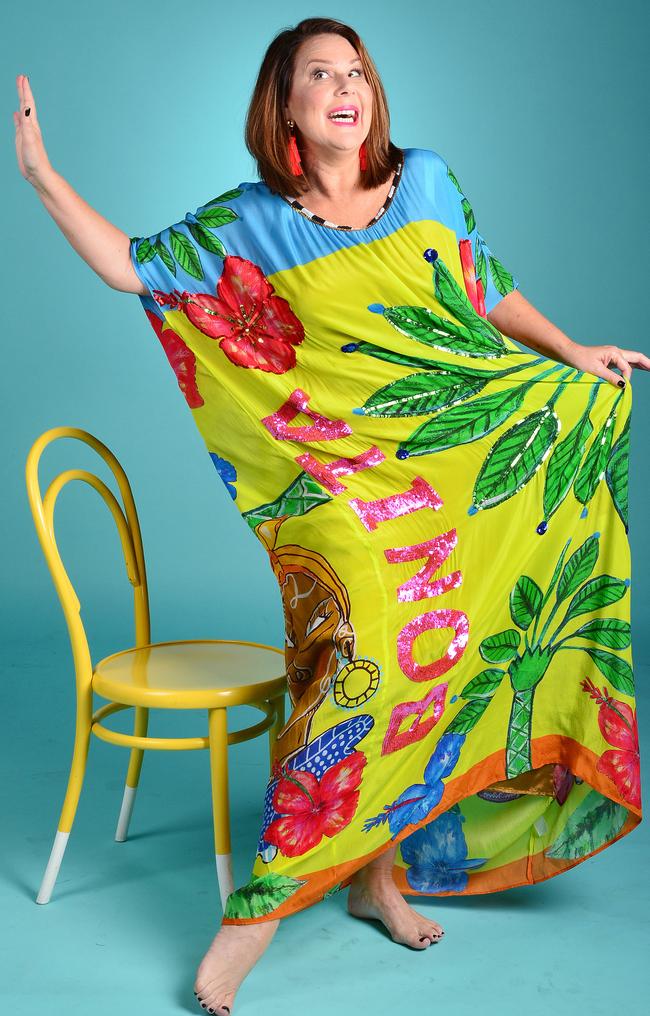 Julia Morris wears a bright Bonita Collective kaftan. Picture: Nicki Connolly