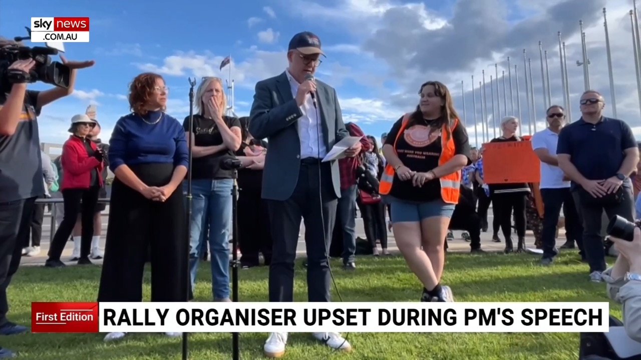 PM upsets organiser at rally against men’s violence in Canberra