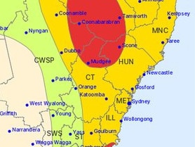 Thunderstorm forecast for Tuesday 11 February.