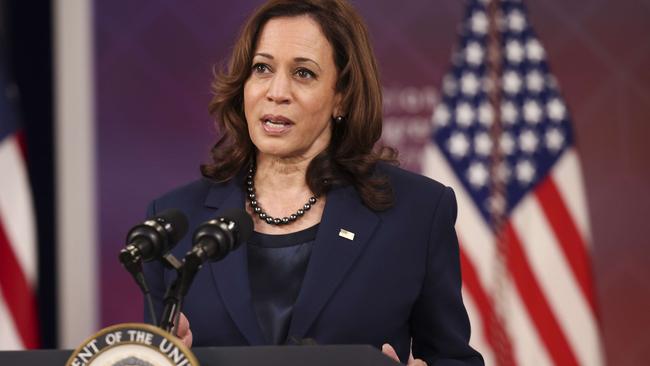 US vice president Kamala Harris delivers remarks to the National Congress of American Indians 78th Annual Convention. Picture: AFP