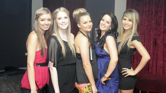 After dark – The girls celebrating Jaime's 20th at the Bojangles Nightclub in Gladstone. Photo Tom Huntley / The Observer