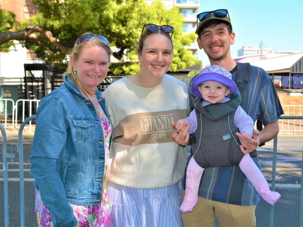 At the 2023 Grand Central Floral Parade are (from left) Lauren Coles, Ella Tapping, William Bathersby and Madelyn Bathersby (front). Picture: Rhylea Millar