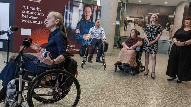 Nicole Lee, President of People With Disabilities Australia, discussed the Royal Commission into Violence, Abuse, Neglect and Exploitation of People with Disability. Picture: NCA NewsWire/Kelly Barnes