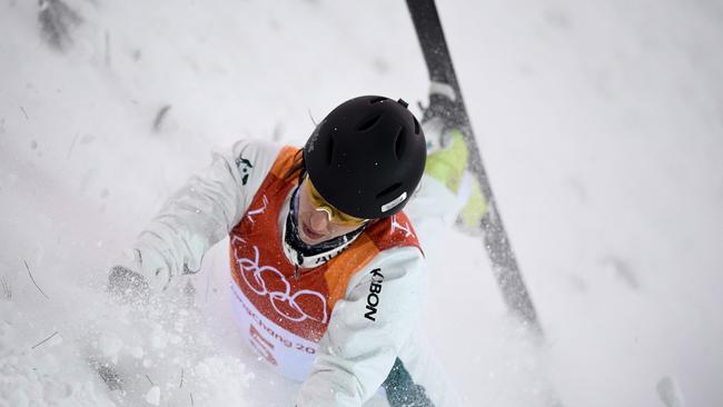 Lydia Lassila competes in the women's aerials qualification event. Picture: AFP.