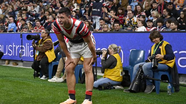 Joseph Manu suffered a hamstring injury in Saturday's clash with the Tigers. Picture: NRL Images