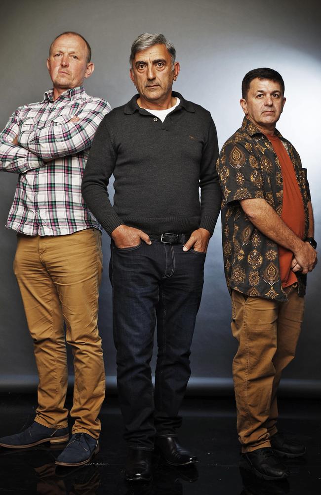 Devastated relatives of road death victims (from left) Duncan Wakes-Miller, Tom Daher and David Vidal. Picture: Sam Ruttyn