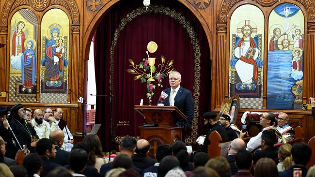 Prime Minister Scott Morrison attended Mass at St Mark Coptic Orthodox Church at Arncliffe in 2019. Picture: AAP Image/Joel Carrett