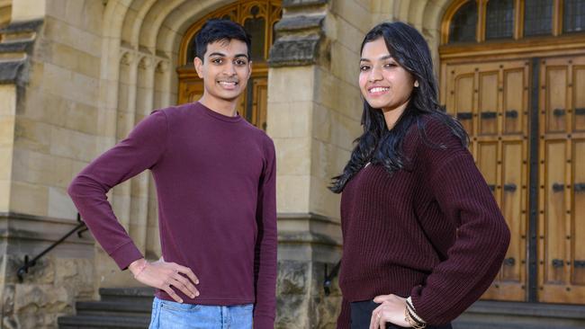 International students Ansh Birani and Shivani Bura came to Adelaide to study from India, which is becoming the state’s biggest market for higher education. Picture: Brenton Edwards