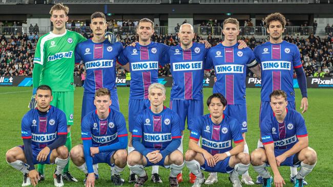 Manly players prior to the match. Pic: Football NSW.