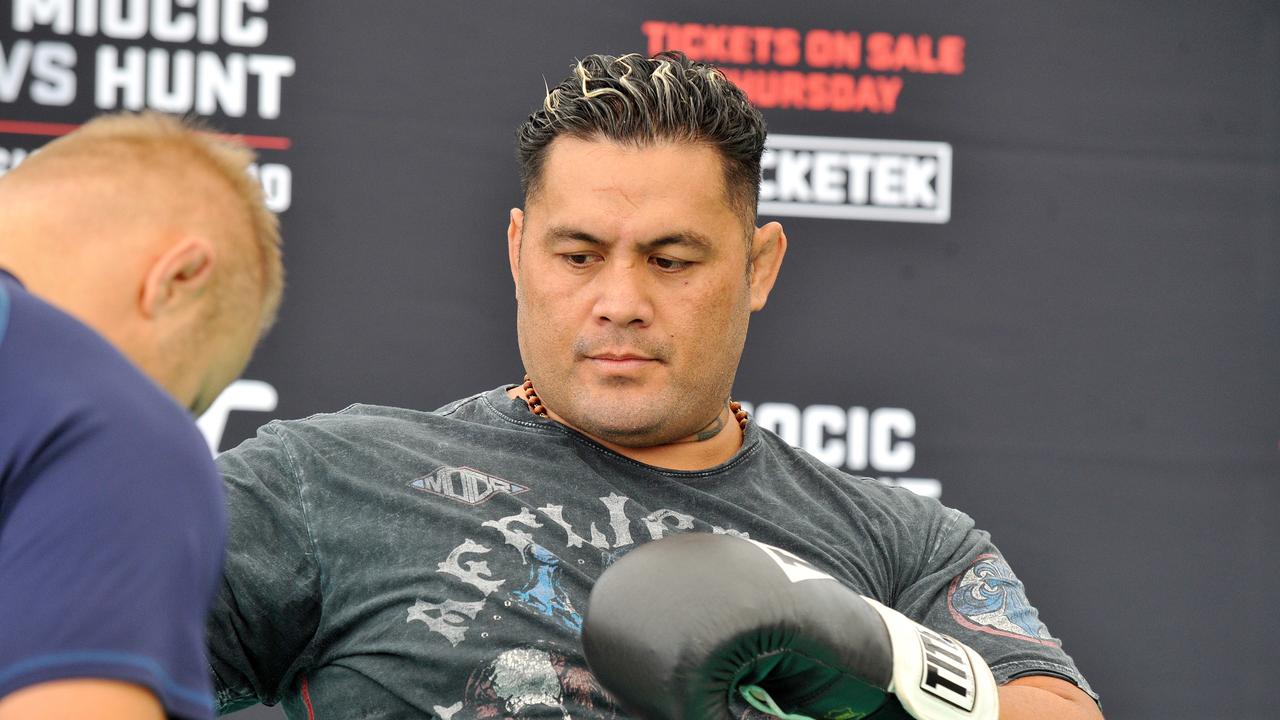 2/3/15 The UFC is in town for a press conference with its two main event fighters for the show here in May. Aussie Mark Hunt and Yank Stipe Miocic are the blokes fighting. Aussie Mark Hunt in action. Picture Roger Wyman