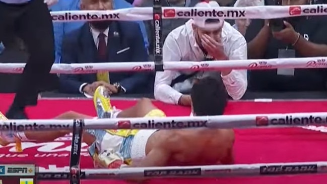 Munguia's corner couldn't believe it. Photo: YouTube