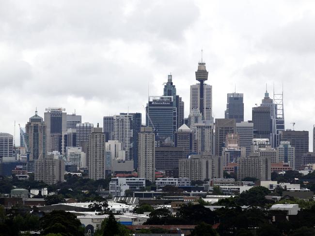 Generic aerial view of the Sydney City CBD skyline as photographed from a helicopter.