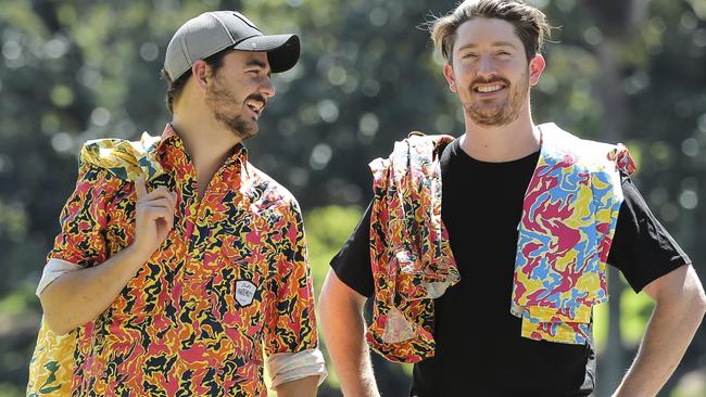 Former tradies Edward Ross and Daniel Allen have established a new social enterprise selling work wear for trades. Pic Mark Cranitch.