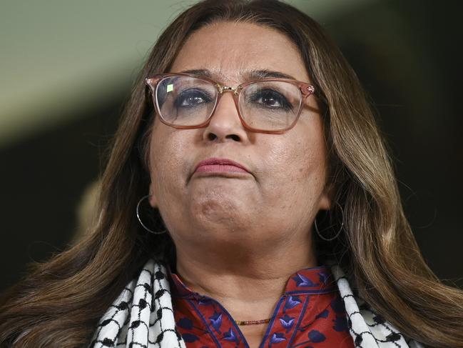 CANBERRA, AUSTRALIA, NewsWire Photos. NOVEMBER 6, 2023: Senator Mehreen Faruqi, Senator Jordon Steele-John and Greens Senators hold a press conference  at Parliament House in Canberra. Picture: NCA NewsWire / Martin Ollman