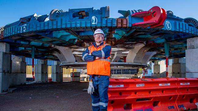 The cutting head of the boring machine to be used for West Gate Tunnel drilling. Picture: Jake Nowakowski