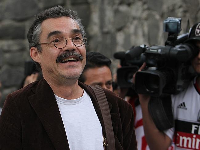 Second son ... Gonzalo Garcia, son of Gabriel Garcia Marquez, talks to the press outside the hospital where the Nobel laureate was being treated on April 5, 2014.