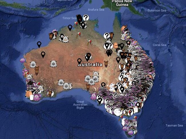 Hit list: Hundreds of animal-related businesses, pinpointed on a map created by animal activist group Aussie Farms, have been targeted by protesters.