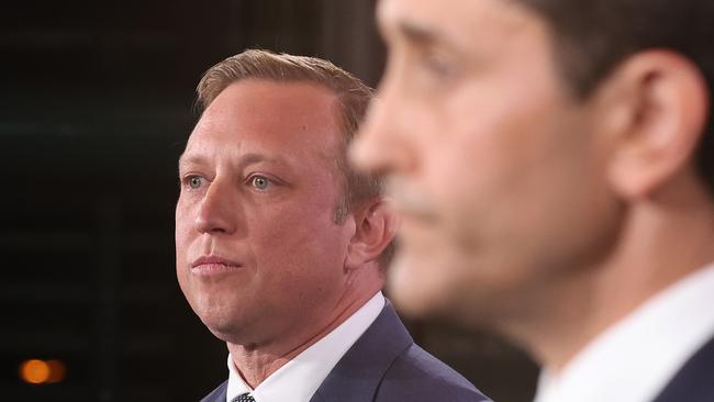 Premier Steven Miles and Opposition Leader David Crisafulli go head to head in the final election debate in front of 100 undecided voters at Suncorp Stadium. Pics Adam Head