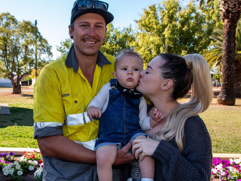 Burnett's Cutest Baby Winner Dougie O'Brien with parents Josh and Ebony. Picture: Holly Cormack