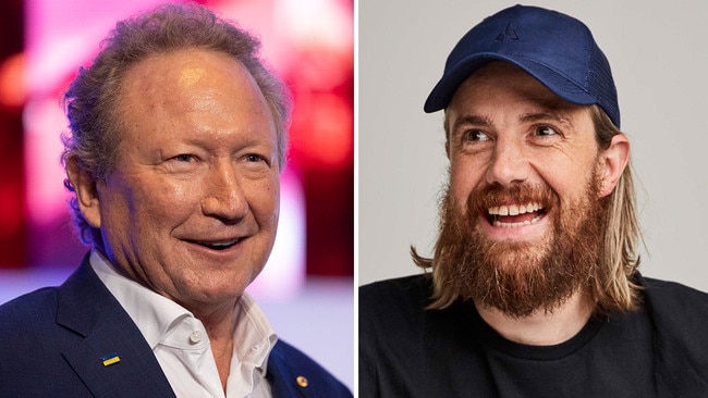 There was an 'absence of alignment' between Mike Cannon-Brookes (right) and fellow backer Andrew Forrest. Pictures: File