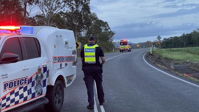 Police on scene at a serious crash at Balnagowan near Mackay. Picture: Janessa Ekert