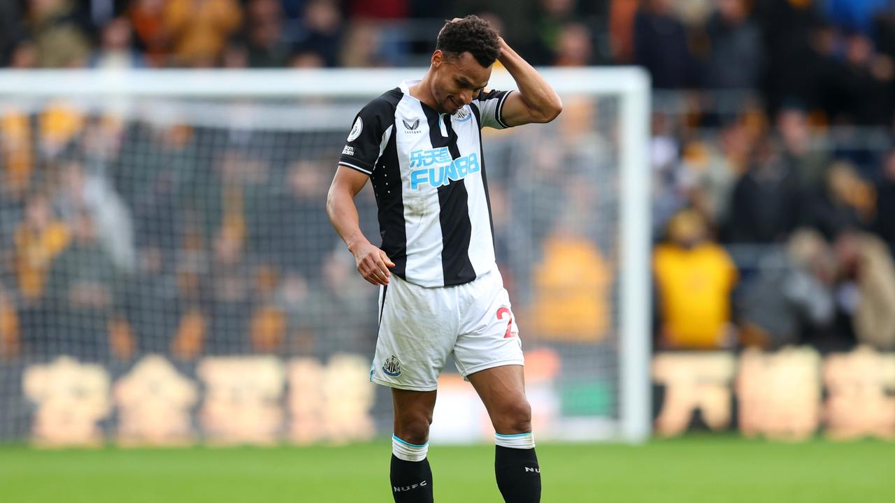 Jacob Murphy of Newcastle United looks dejected following defeat in the Premier League this month.