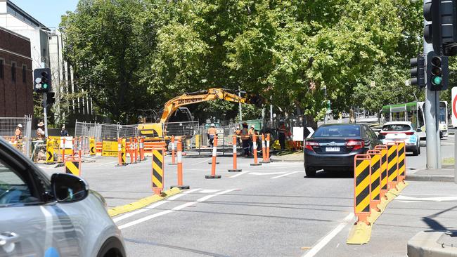 The works on St Kilda Rd. Picture: Josie Hayden